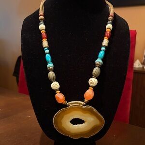 Chicos Bohemian Multicolor Beaded Necklace